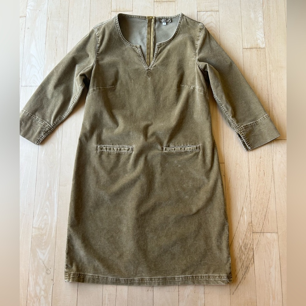 The Territory Ahead Women’s Corduroy Khaki Beige Dress with Pockets Size 10